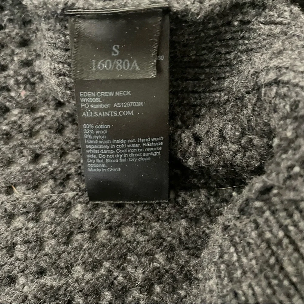 All Saints Eden Open Knit Sweater Marled Charcoal Gray